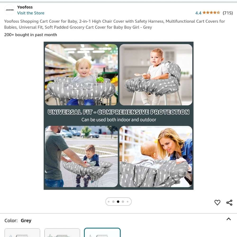 Yoofoss Shopping Cart Cover for Baby, 2-in-1 High Chair Cover with Safety Harnes